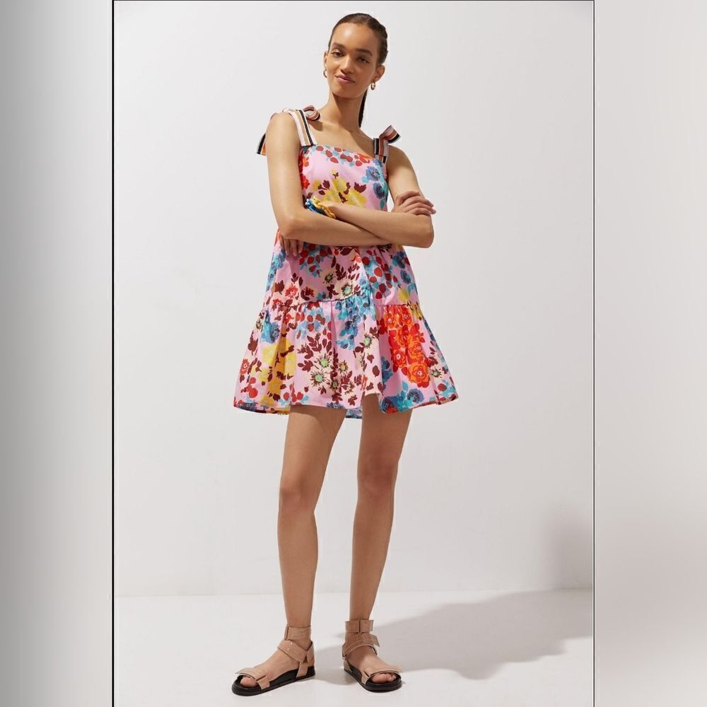 PETER‎ SOM FOR ANTHROPOLOGIE Flouncy Floral Mini Dress - Size Small